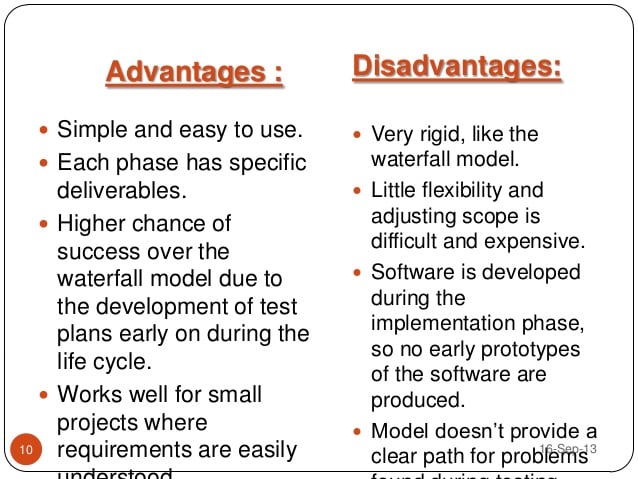 What are the advantages of V-model?