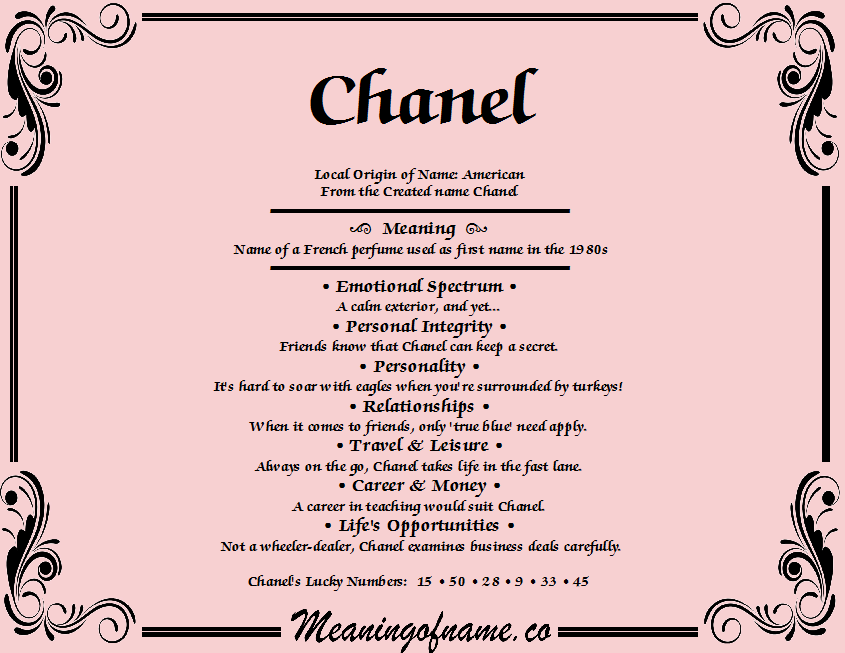 What does the name Chanel?