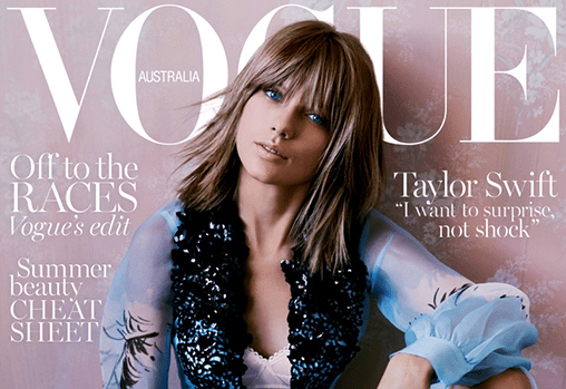 When was Taylor Swift on the cover of Vogue?