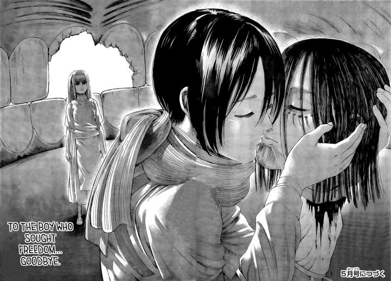 Does Mikasa kiss Eren in Chapter 138?