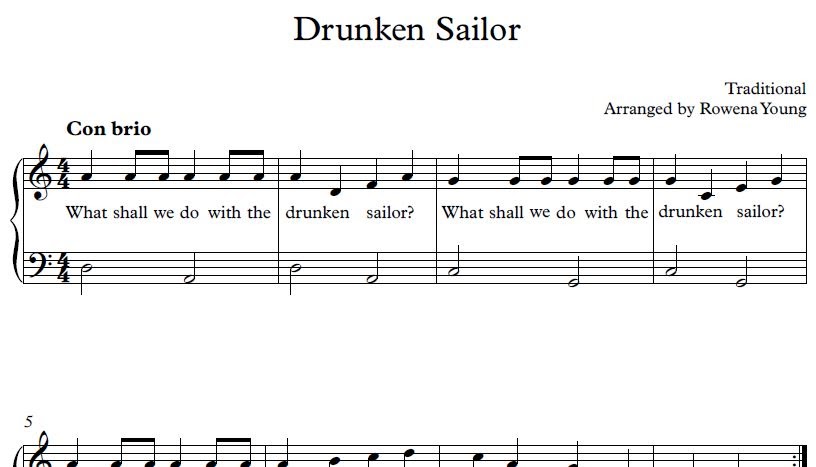 How do you play what do you do with a Drunken Sailor on piano?