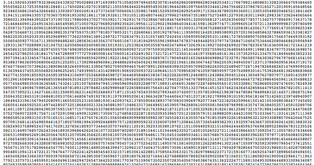 What are the first 10000000000 digits of pi?