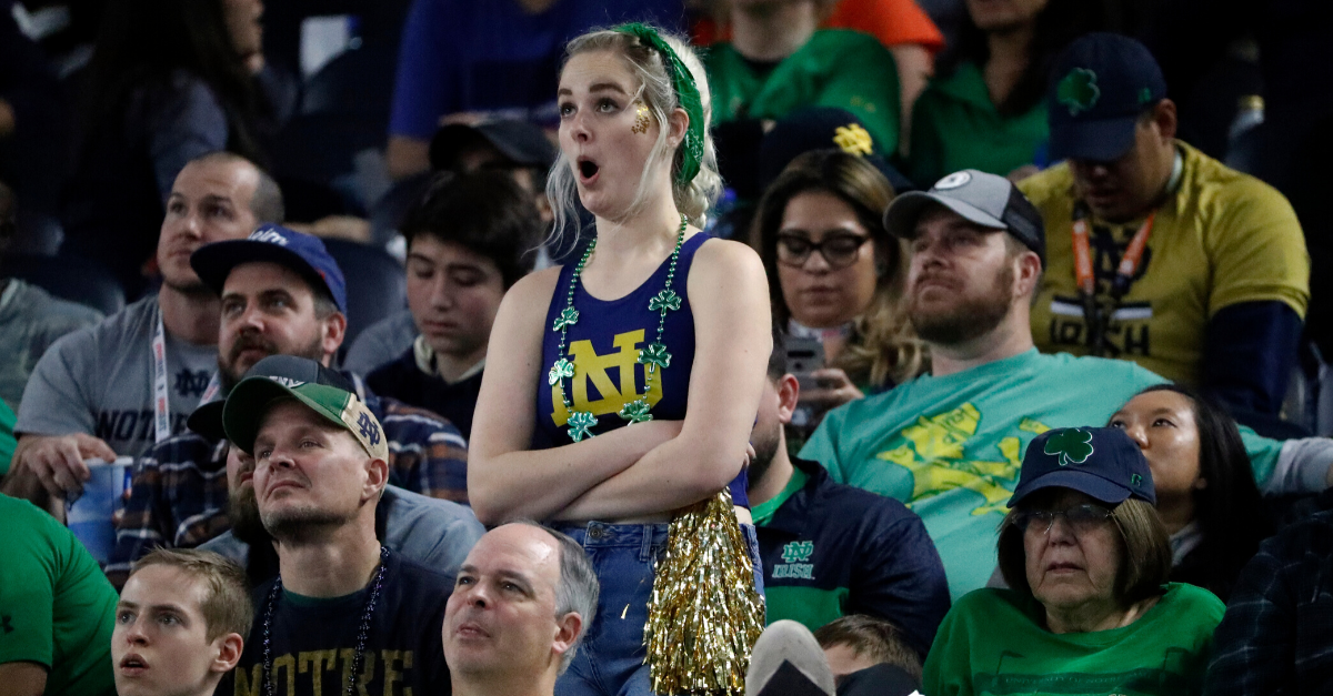 What do Notre Dame fans yell at kickoff?