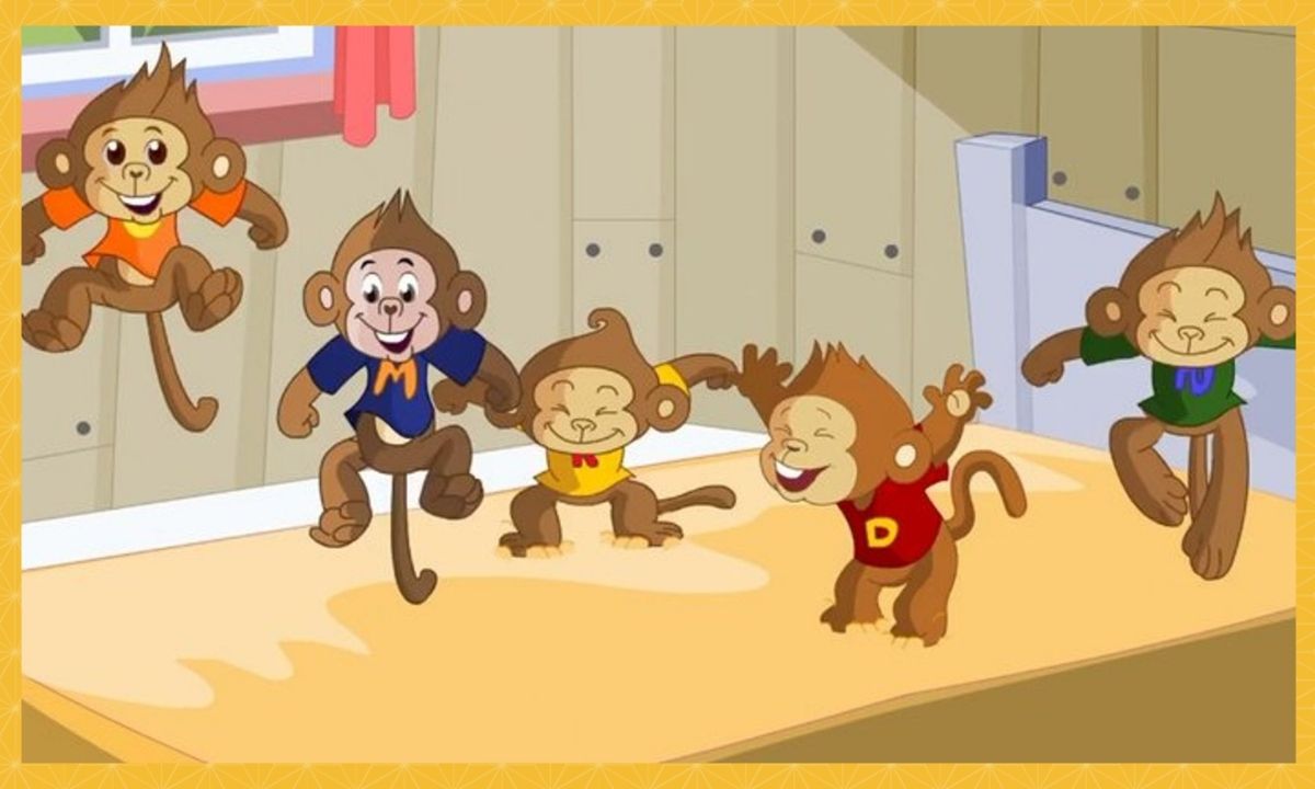 What is the lesson of five little monkeys jumping on the bed?