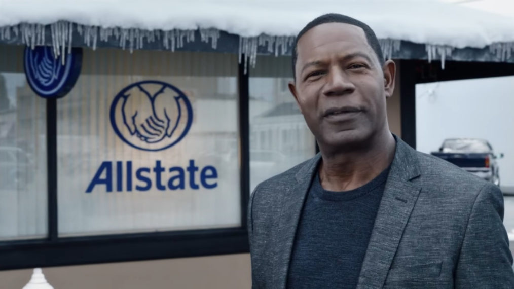 Who are the actors in the Allstate space commercial?