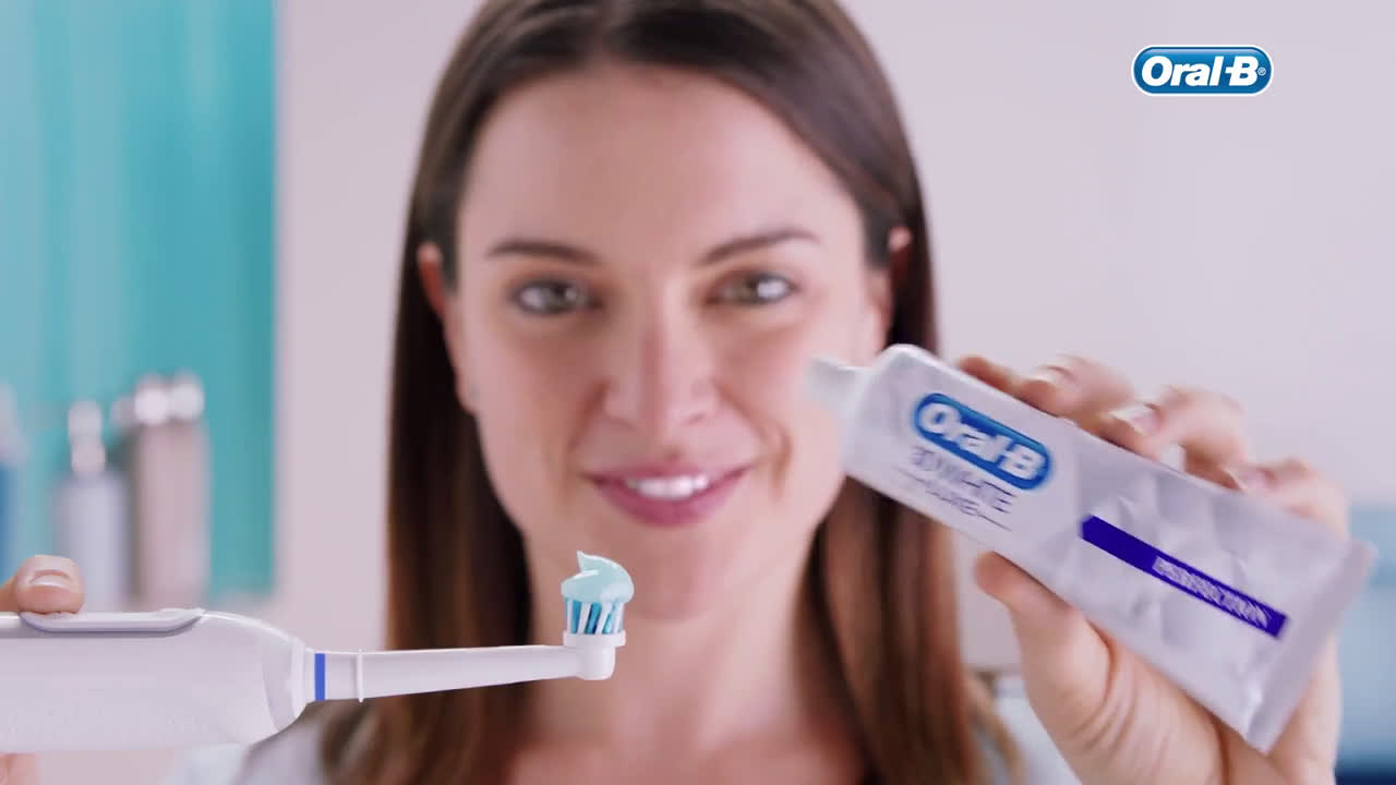 Who is the girl in the Oral-B toothpaste advert?